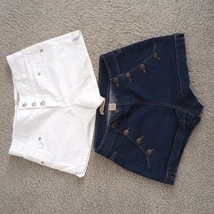 Retro Inspired Set of White and Blue Shorts